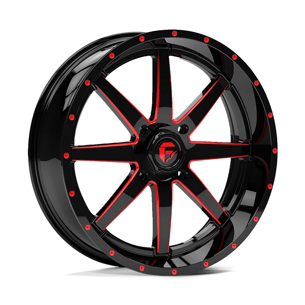 Fuel Off-Road D650 20X7 Gloss Black Milled W/ Red Tint 4x156 +13mm