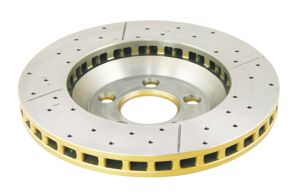 DBA 05-14 Ford Mustang GT Front Street Series Drilled & Slotted Rotor w/Gold Hat - DBA2113X