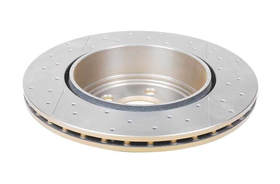 DBA 05-09 Chrysler 300 C Rear Gold Cross Drilled & Slotted KP Street Series Rotor - DBA2439X