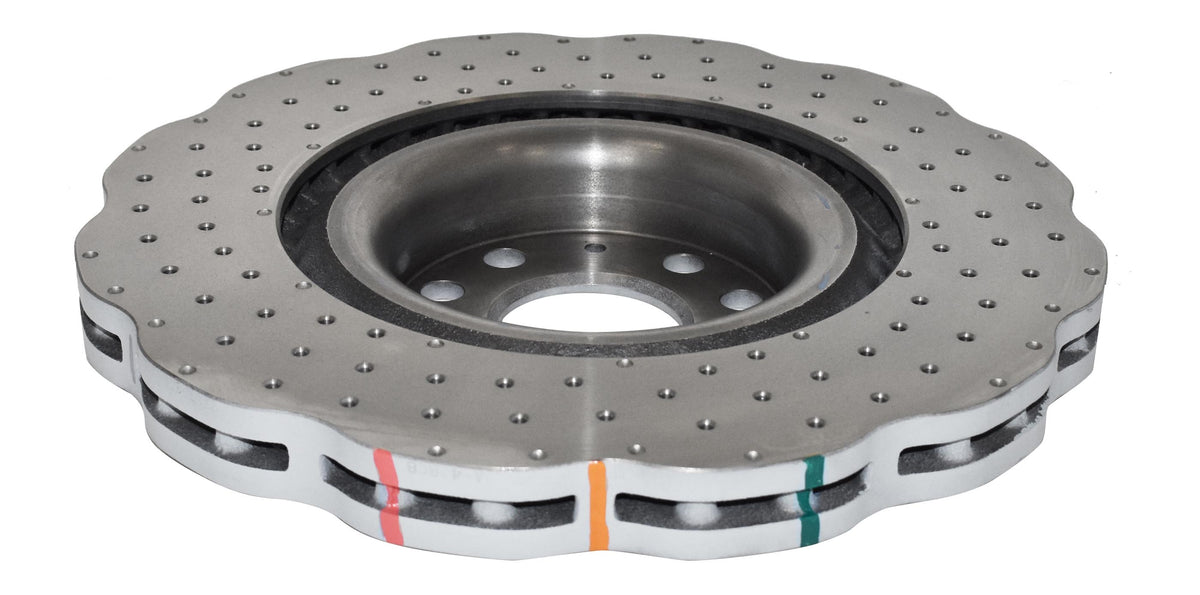DBA 12-13 Volkswagen Golf R 2.0L Front 4000 Series Cross Drilled Rotor w/Silver Hat - DBA42808WSLVXD
