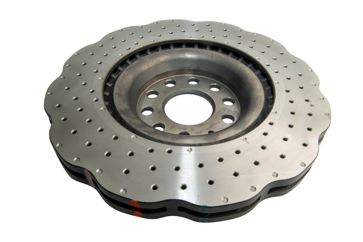 DBA 12-13 Volkswagen Golf R 3.6L Front 4000 Series Drilled Wavy Rotor - DBA42808WXD