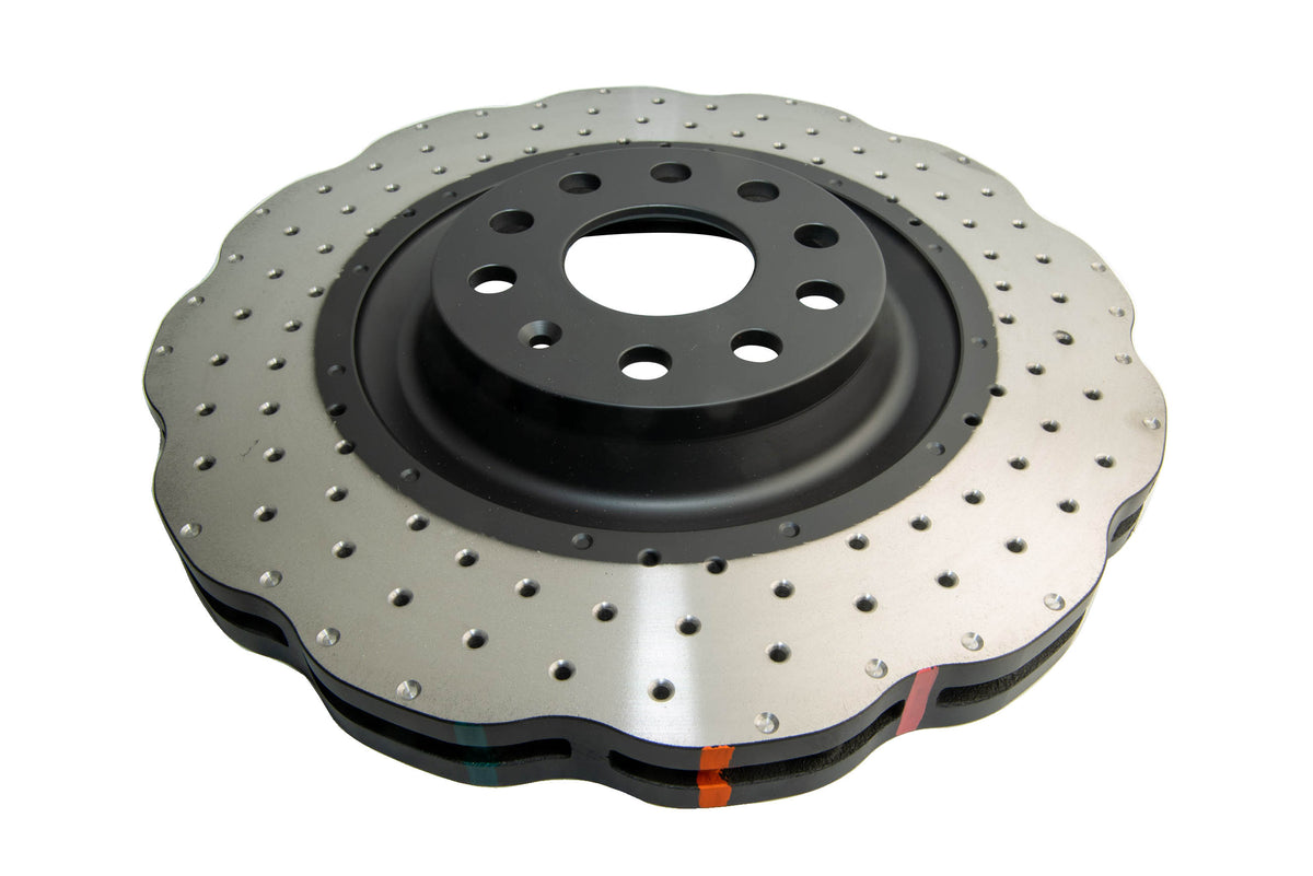 DBA 12-13 Volkswagen Golf R 3.6L Front 4000 Series Drilled Wavy Rotor - DBA42808WXD