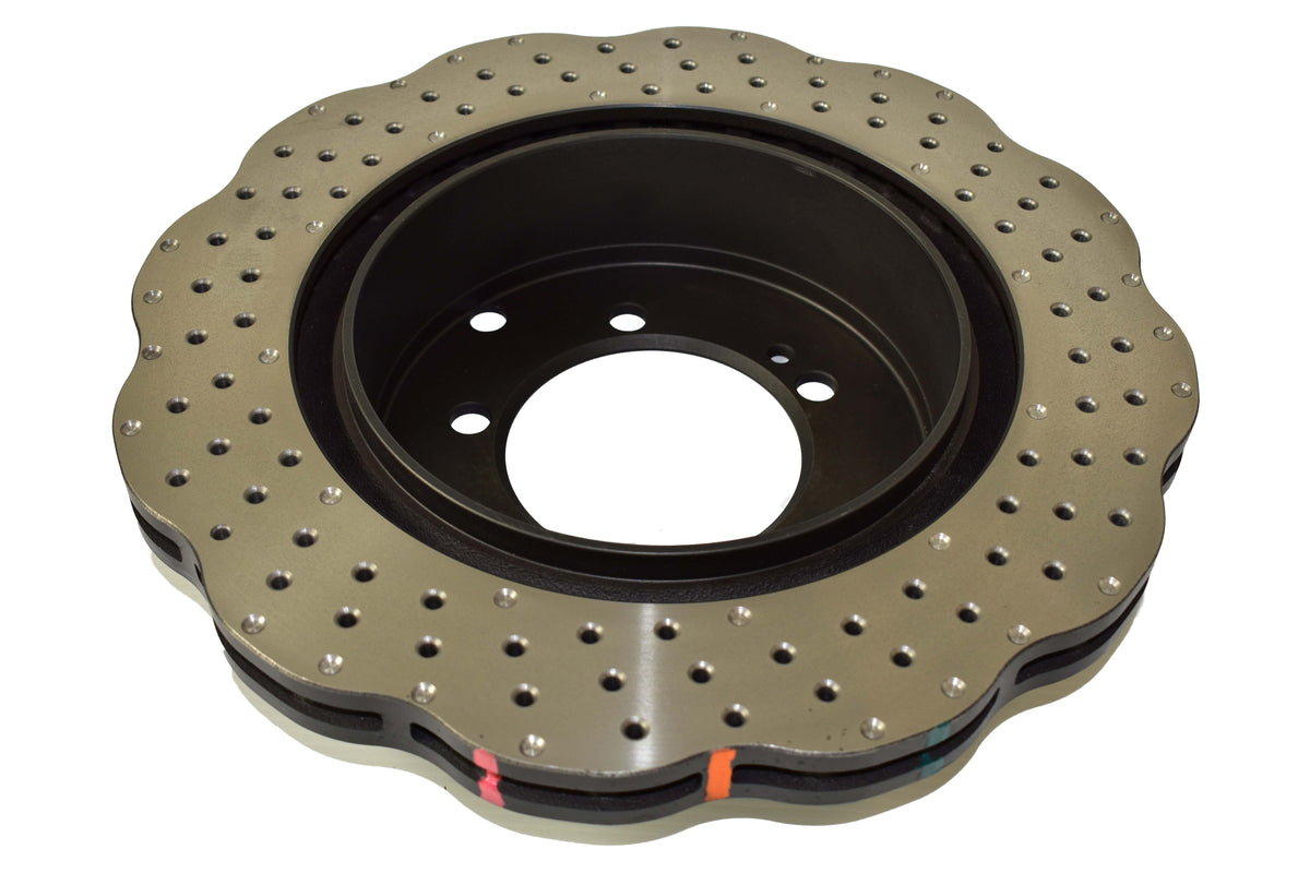 DBA 96-08 Mitsubishi Lancer Evo (IV-IX) Rear 4000 Series Drilled Wavey Rotor - DBA4419WXD