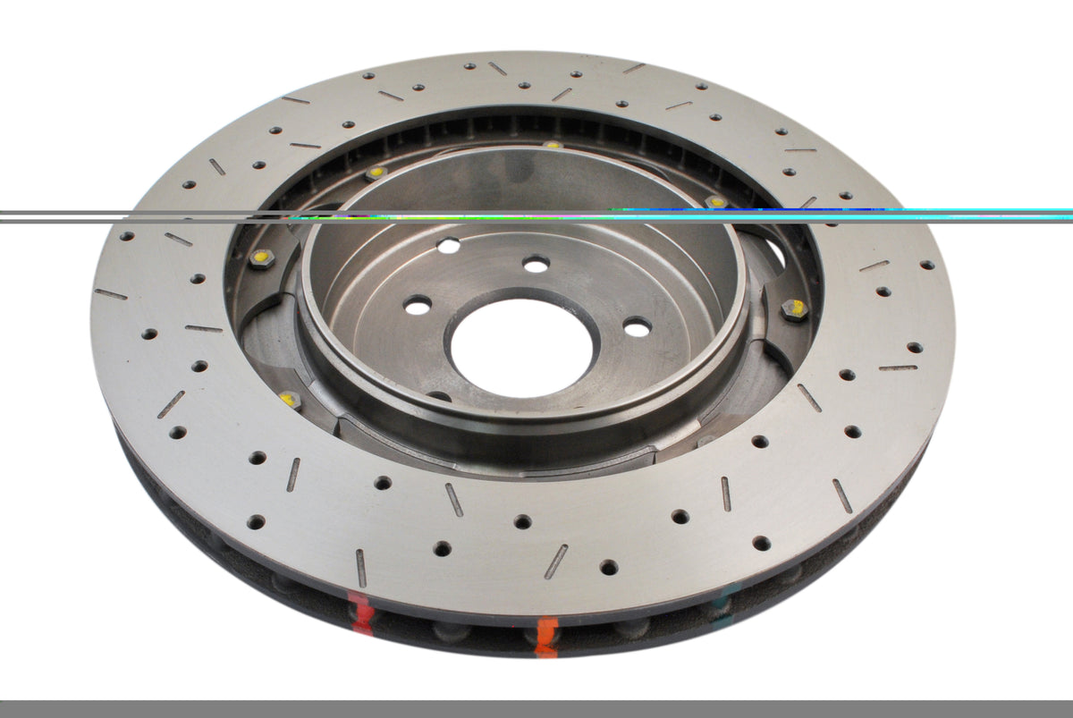 DBA 09+ Nissan GTR R-35 Rear Drilled & Slotted 5000 Series 2 Piece Rotor Assembled w/ Black Hat (Ava - DBA52321BLKXS