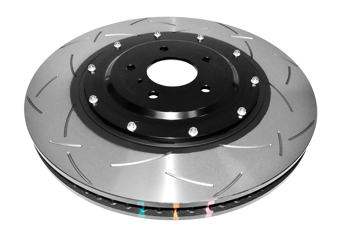 DBA T3 5000 Slotted Series w/ Black Hat Front Right 2012 Nissan GTR R35 - DBA52379BLKRS