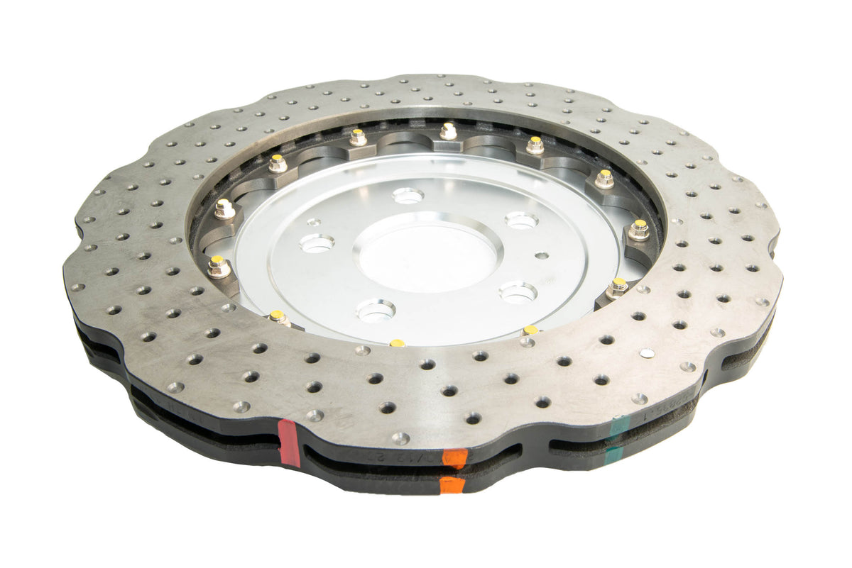 DBA 13-16 Audi RS5 (w/Scalloped edge Iron Discs) Rear 5000 Series Drilled Wavy Rotor w/Silver Hat - DBA52841WSLVXD