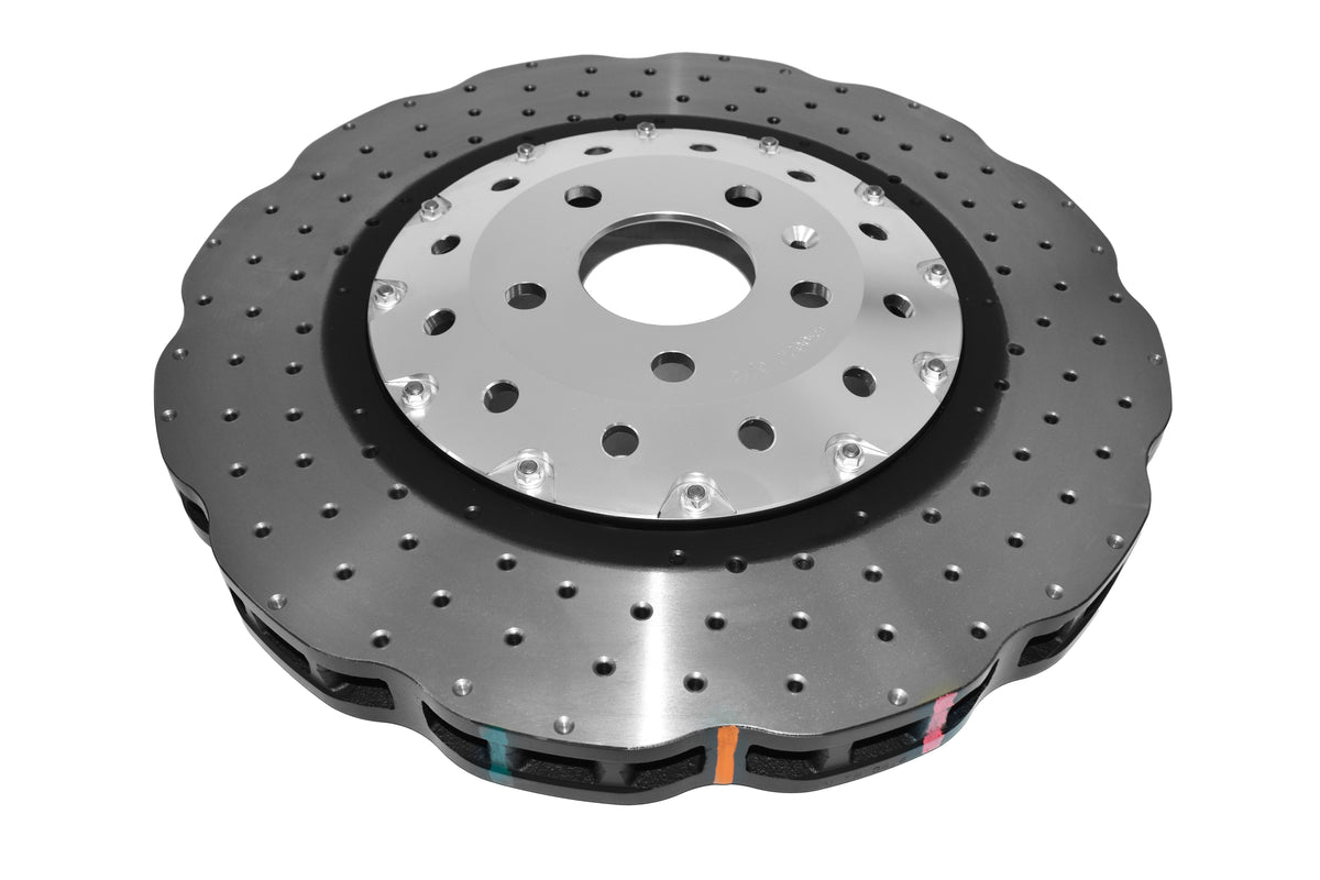 DBA 14-18 Audi RS7 (w/Iron Rotors) Front 5000 Series Cross Drilled Rotor w/Silver Hat - DBA53002WSLVXD