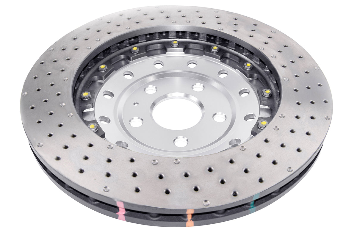 DBA 06-17 Audi RS3 8V Sedan 5000 Fully Assembled 2-Pc Clear Anodized Hat T3 Drilled/Dimpled Rotor - DBA53004SLVXD