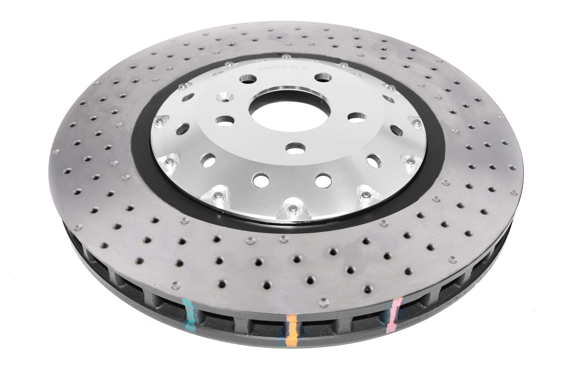 DBA 06-17 Audi RS3 8V Sedan 5000 Fully Assembled 2-Pc Clear Anodized Hat T3 Drilled/Dimpled Rotor - DBA53004SLVXD