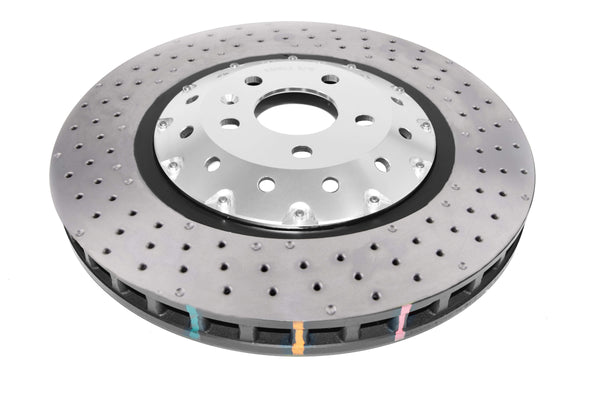 DBA 06-17 Audi RS3 8V Sedan 5000 Fully Assembled 2-Pc Clear Anodized Hat T3 Drilled/Dimpled Rotor - DBA53004SLVXD