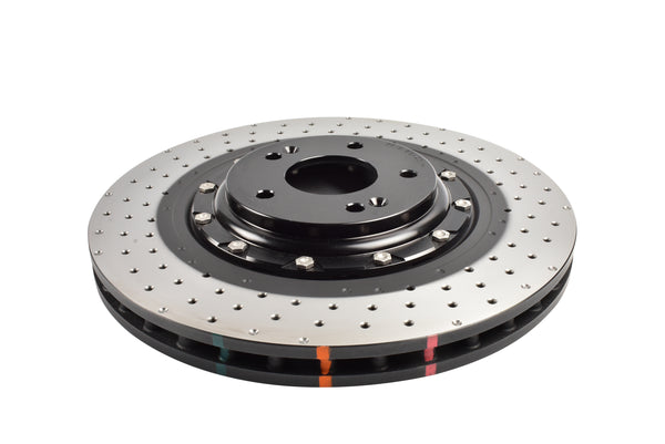 DBA 22-23 Hyundai Kona N Front 5000 Series 2-Piece Drilled Rotor w/Black Hat - DBA53148BLKXD