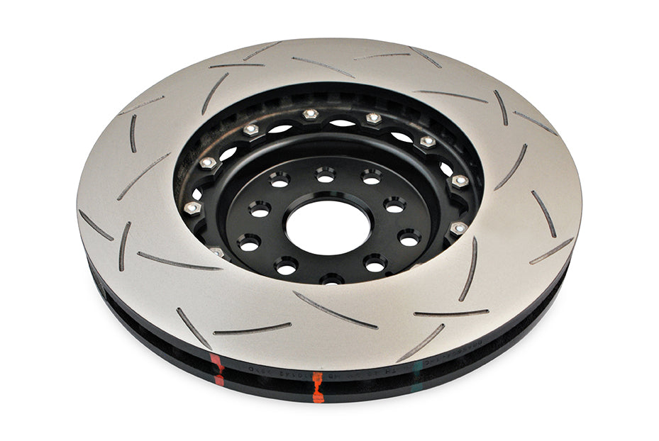 DBA 04-07 STi/2017 BRZ w/Perf. Pkg. 10 Hole Front Slotted 5000 Series 2/PC Rotor Assembled w/Blk Hat - DBA5654BLKS-10