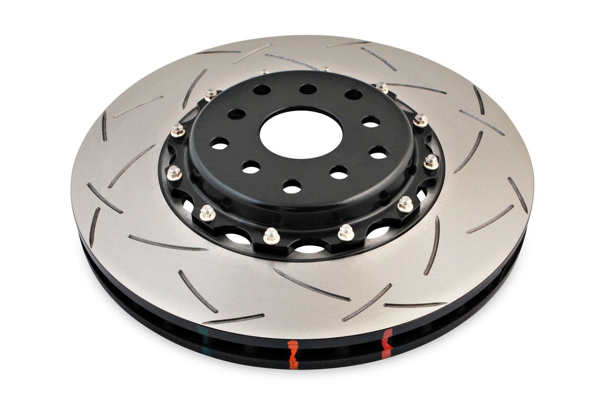 DBA 04-07 STi/2017 BRZ w/Perf. Pkg. 10 Hole Front Slotted 5000 Series 2/PC Rotor Assembled w/Blk Hat - DBA5654BLKS-10