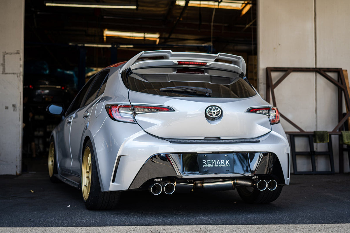 Remark 2019+ Toyota Corolla Hatchback Quad-Exit Cat-Back Exhaust Burnt Stainless Steel - RK-C4063T-01P
