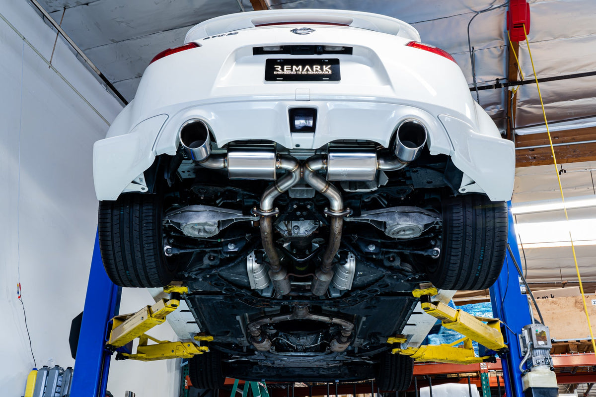 Remark Nissan 370Z (Z34) V2 Axle Back Exhaust w/ Burnt Stainless Steel Double Wall Tip - RK-A2063N-01P