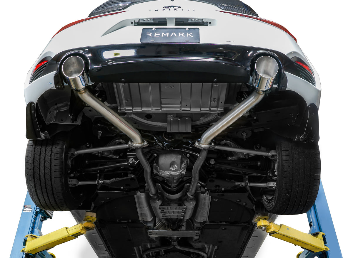 Remark 2017+ Infiniti Q60 Axle Back Exhaust w/Burnt Stainless Double Wall Tip - RO-TTQ6-D