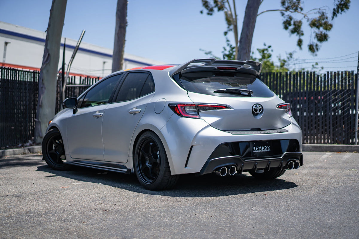 Remark 2019+ Toyota Corolla Hatchback Quad-Exit Cat-Back Exhaust Burnt Stainless Steel - RK-C4063T-01P