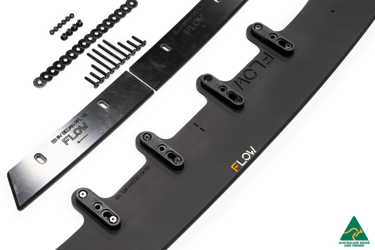 Flow Designs - S3 8V Sedan Pre-Facelift Front Lip Splitter V3 &amp; Mounting Brace