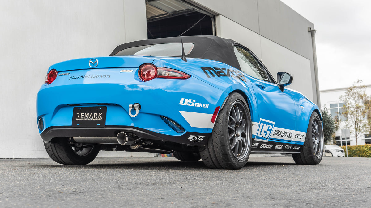 Remark 2015+ Mazda MX-5 ND (A/T) Cat-Back Exhaust w/Stainless Steel Tip Cover - RK-C1063Z-01A