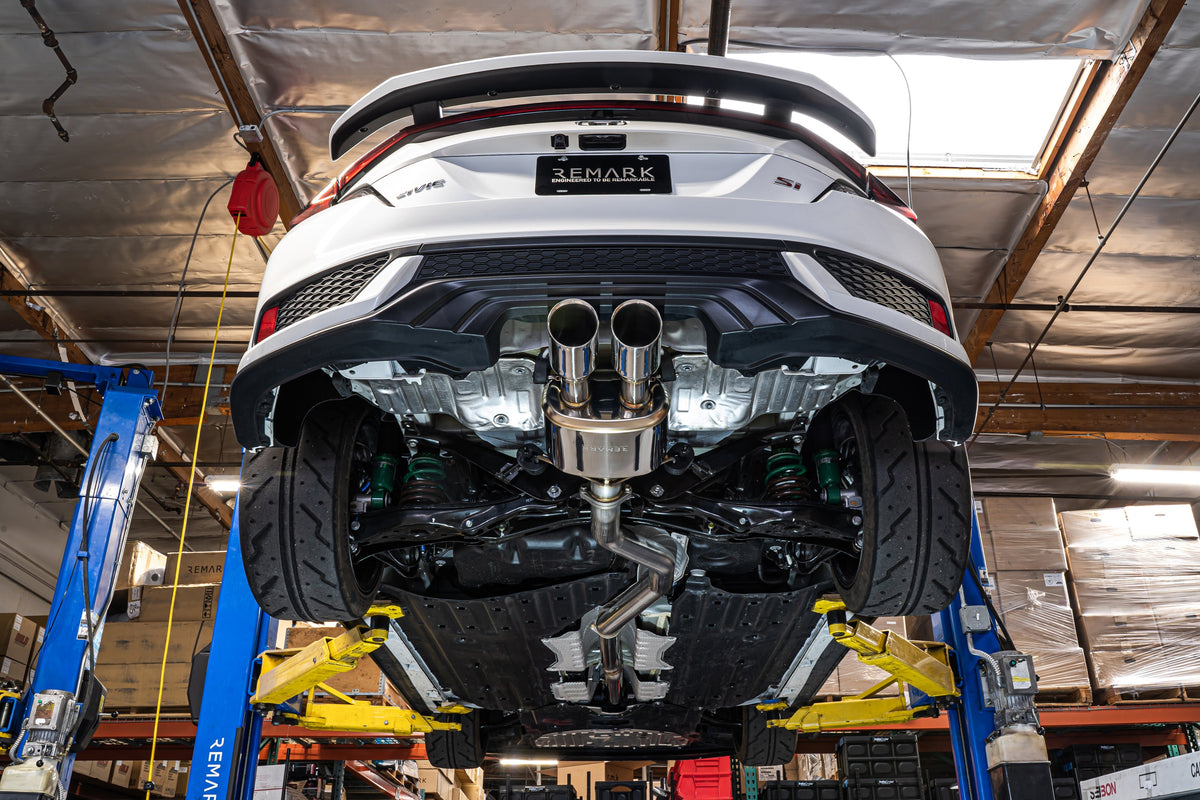 Remark 2017 Civic Si 4 Door Sedan Cat Back Exhaust w/Stainless Double Wall Tip (Not Resonated) - RK-C1076H-02