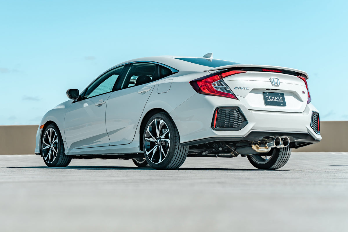 Remark 2017 Civic Si 4 Door Sedan Cat Back Exhaust w/Stainless Double Wall Tip (Not Resonated) - RK-C1076H-02