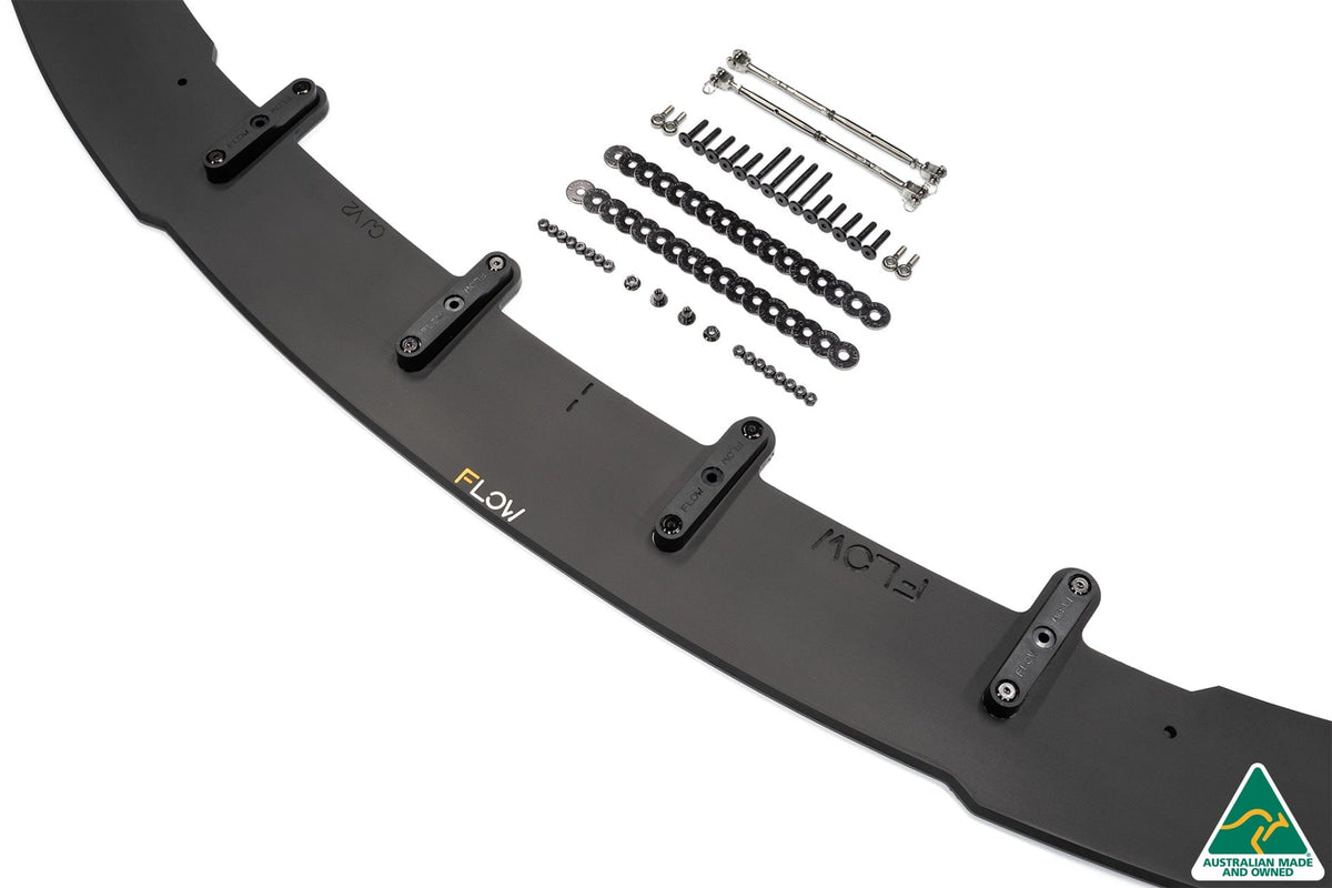 Flow Designs - Lancer Ralliart CJ Front Splitter V2.5 With Support Rods
