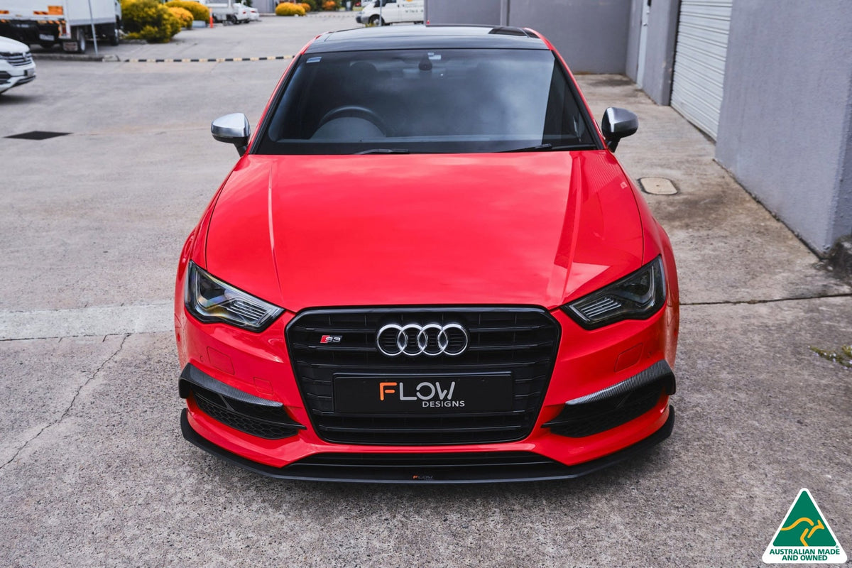 Flow Designs - S3 8V Sedan Pre-Facelift Front Lip Splitter V3 &amp; Mounting Brace