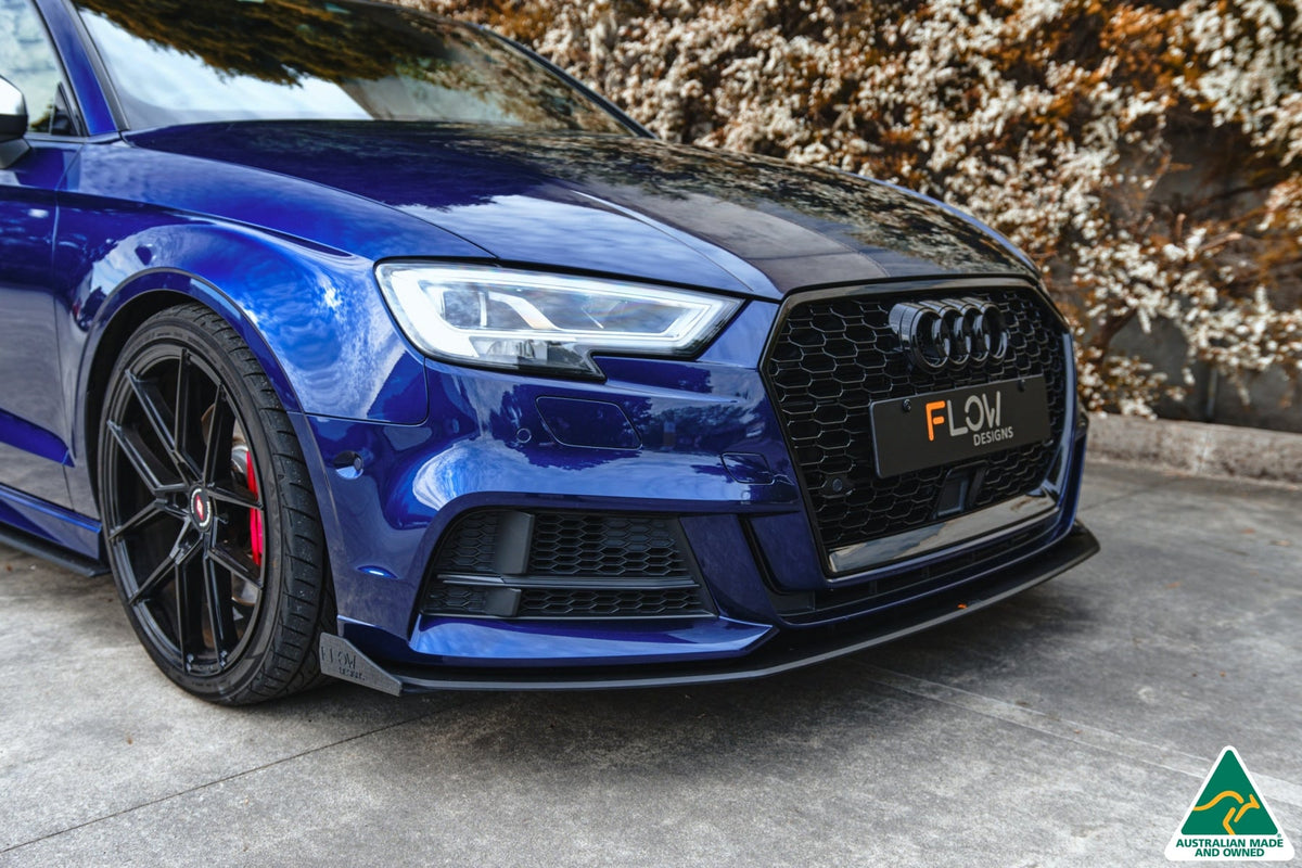 Flow Designs - S3 8V Sedan Facelift Front Lip Splitter &amp; Mounting Brace