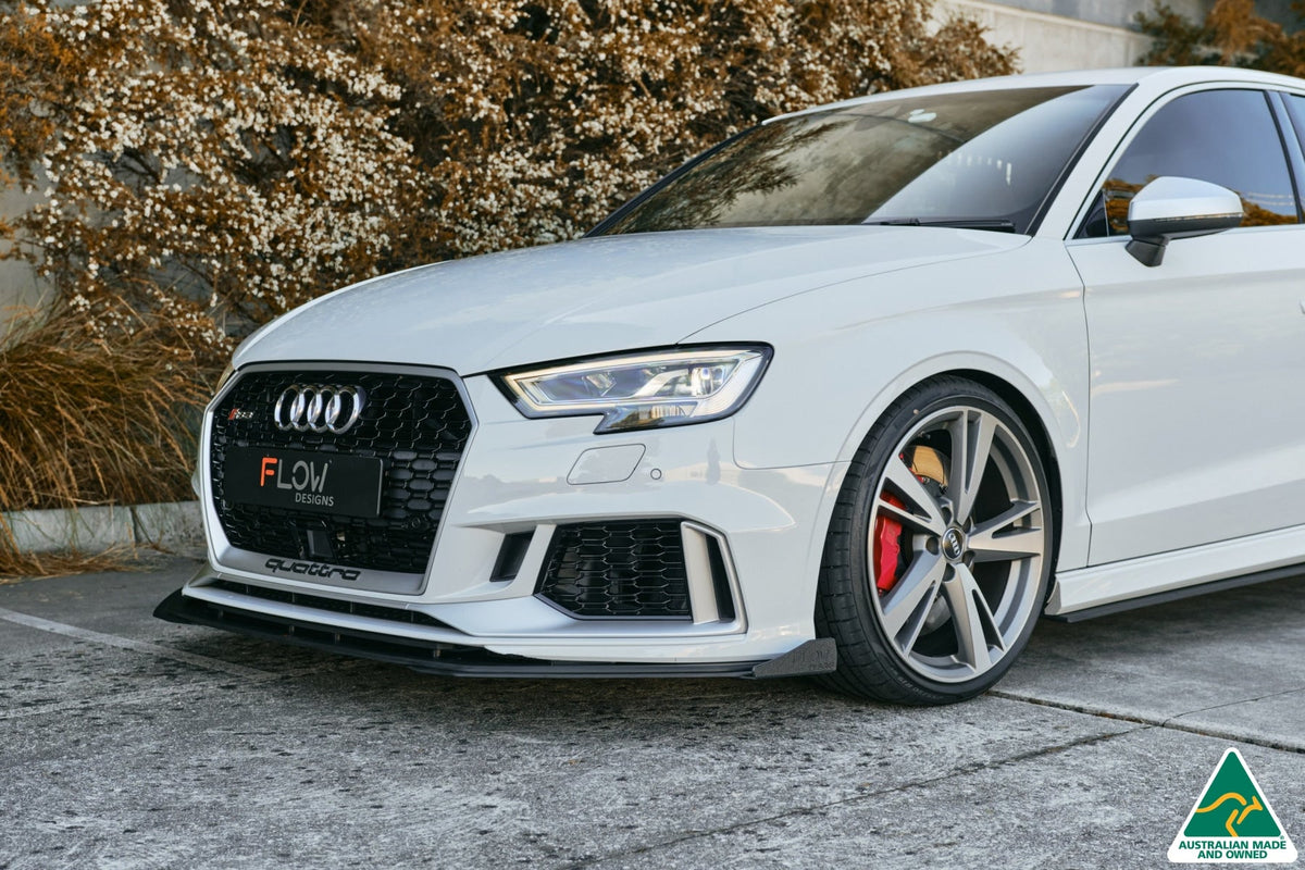 Flow Designs - RS3 8V Sedan Facelift Front Lip Splitter &amp; Stainless Steel Mounting Brace