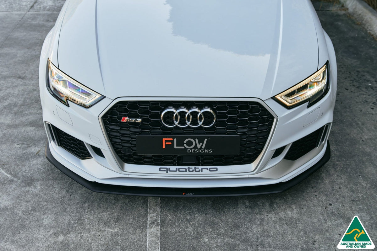 Flow Designs - RS3 8V Sedan Facelift Front Lip Splitter &amp; Stainless Steel Mounting Brace