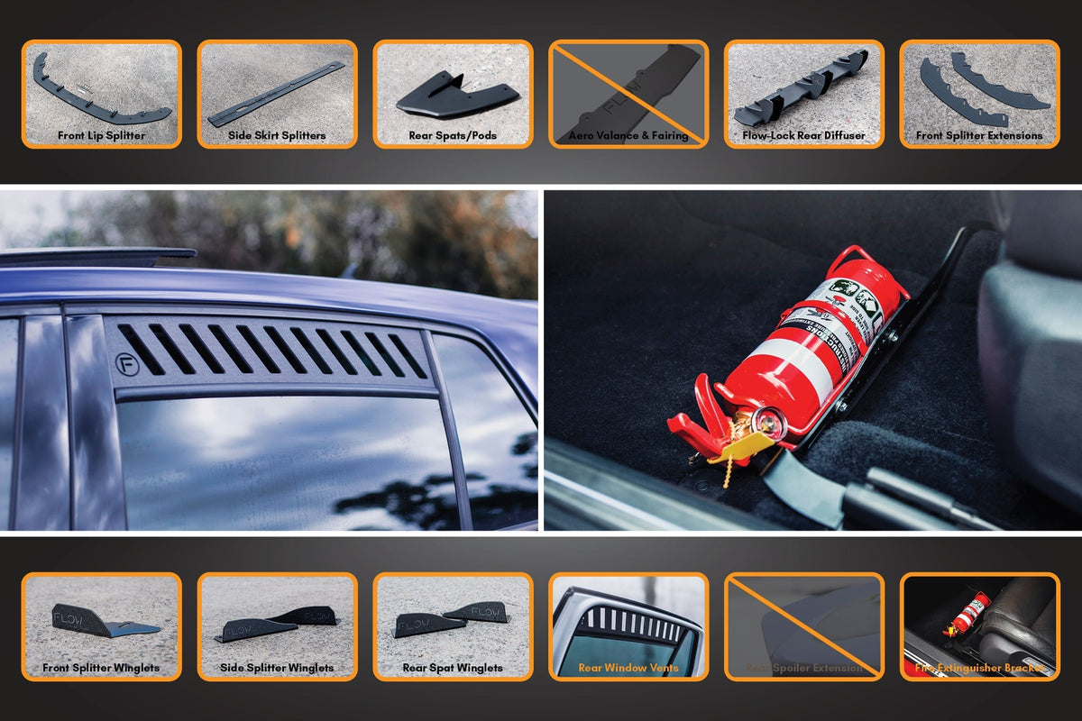 Flow Designs - MK7.5 Golf R Full Lip Splitter Set with Flow-Lock Rear Diffuser
