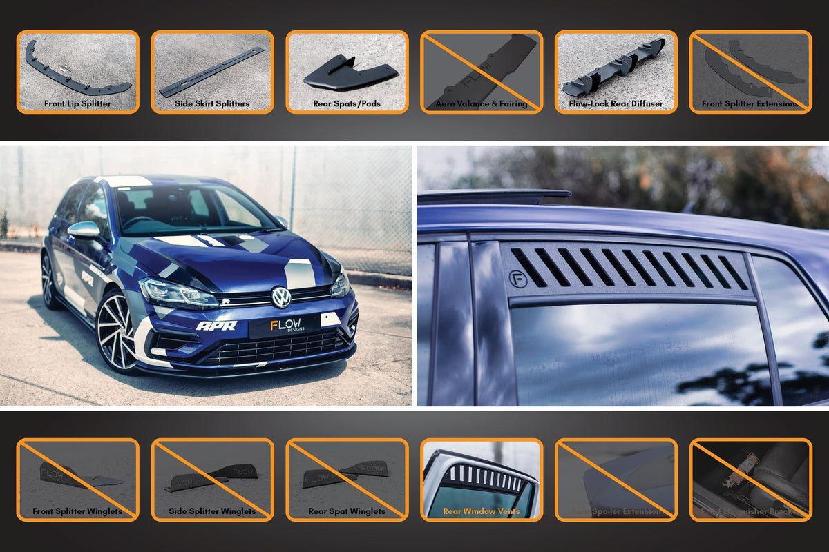 Flow Designs - MK7.5 Golf R Full Lip Splitter Set with Flow-Lock Rear Diffuser