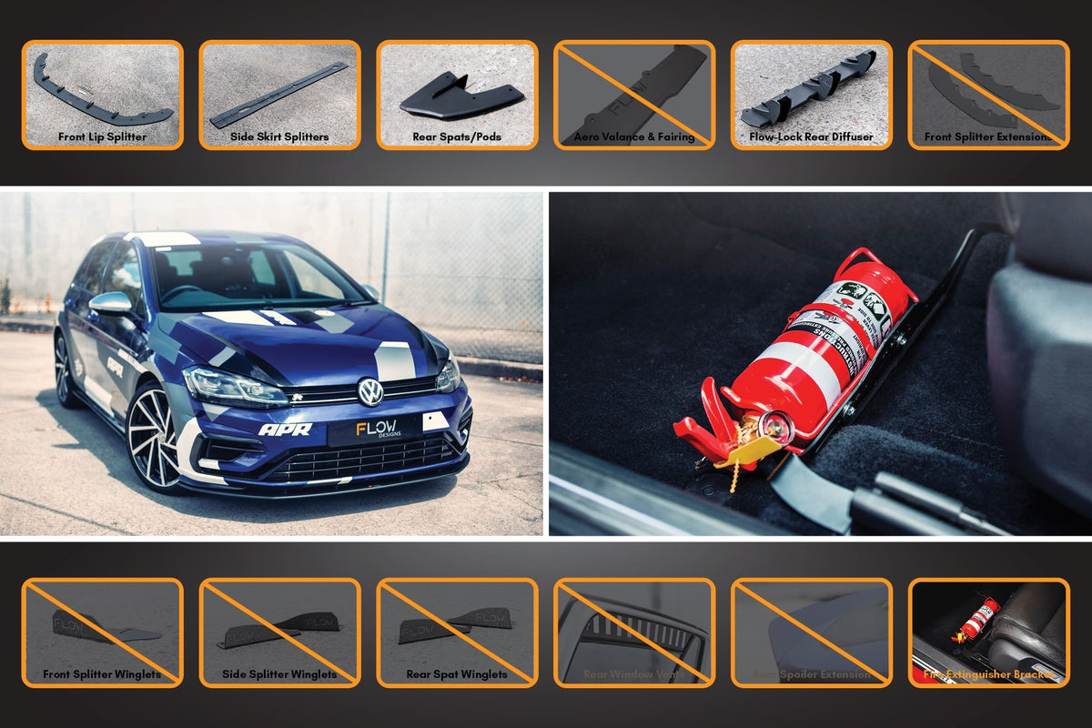 Flow Designs - MK7.5 Golf R Full Lip Splitter Set with Flow-Lock Rear Diffuser