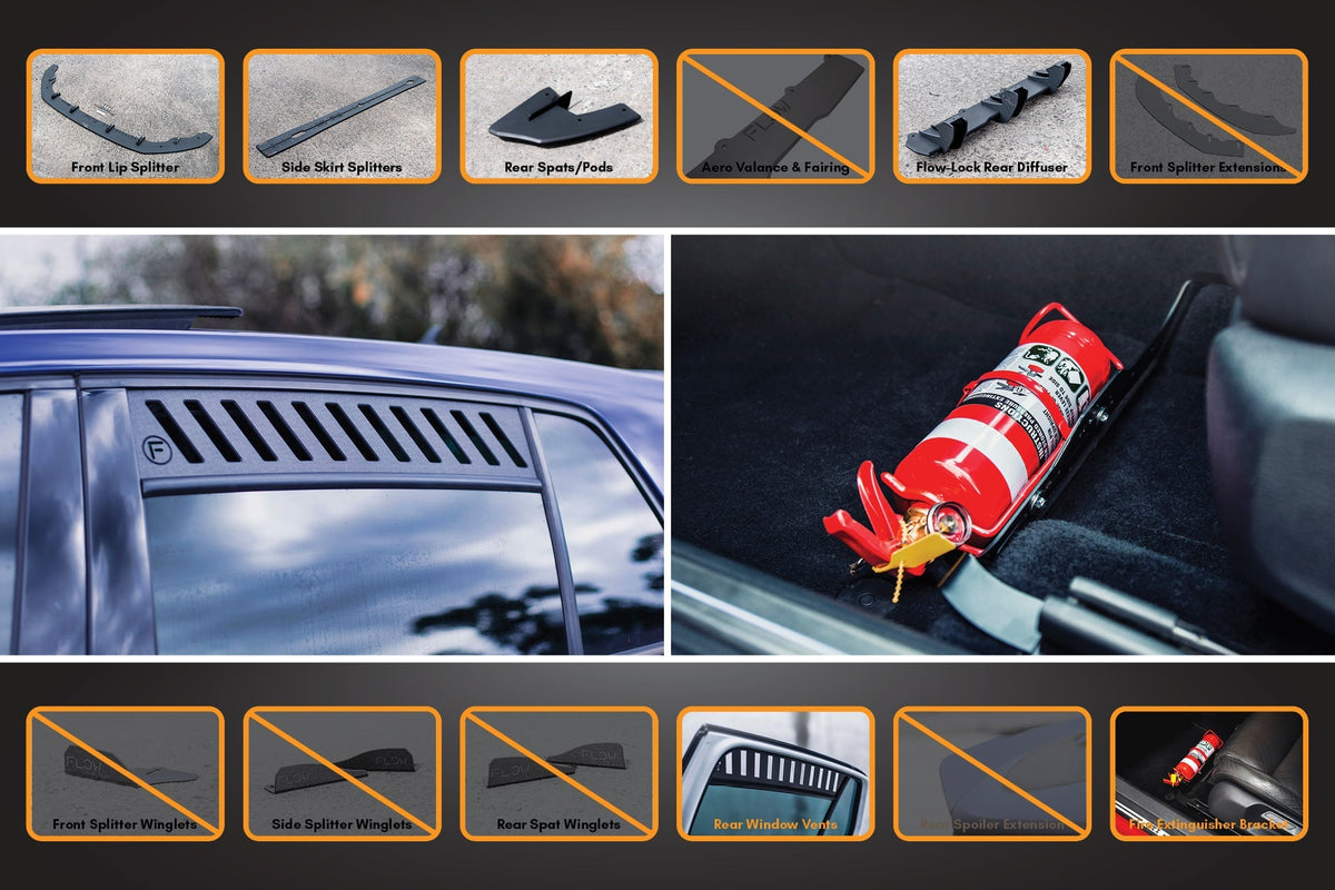 Flow Designs - MK7.5 Golf R Full Lip Splitter Set with Flow-Lock Rear Diffuser