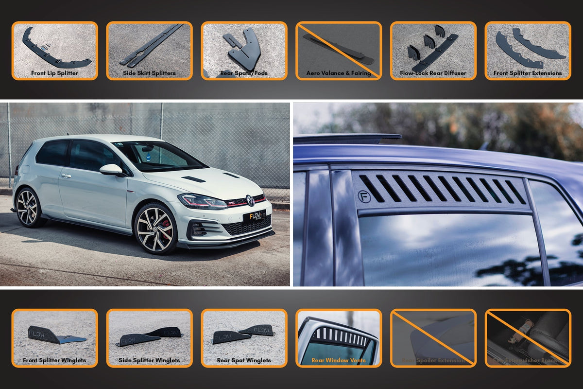 Flow Designs - MK7.5 Golf GTI Full Lip Splitter Set with Flow-Lock Rear Diffuser