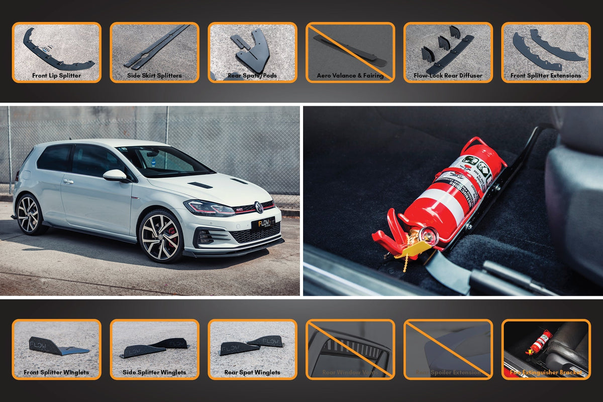 Flow Designs - MK7.5 Golf GTI Full Lip Splitter Set with Flow-Lock Rear Diffuser