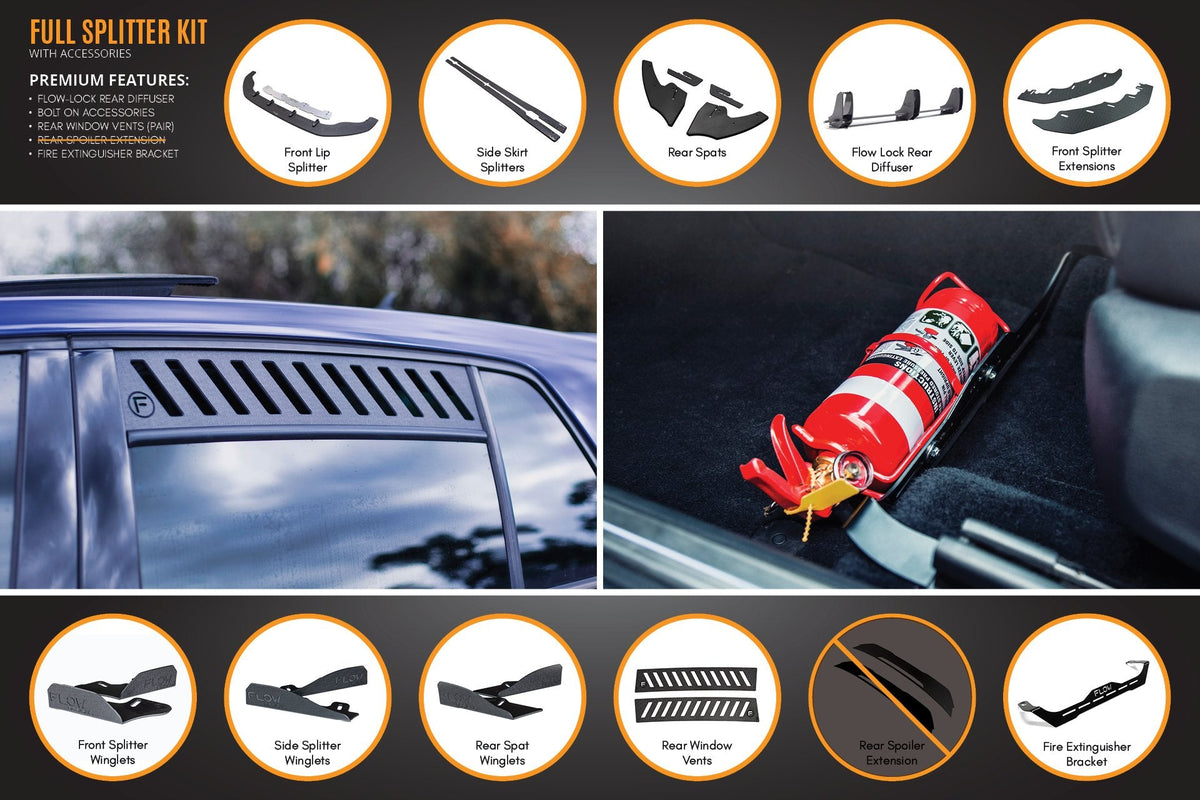 Flow Designs - MK7 Golf GTI Full Lip Splitter Set with Flow-Lock Rear Diffuser