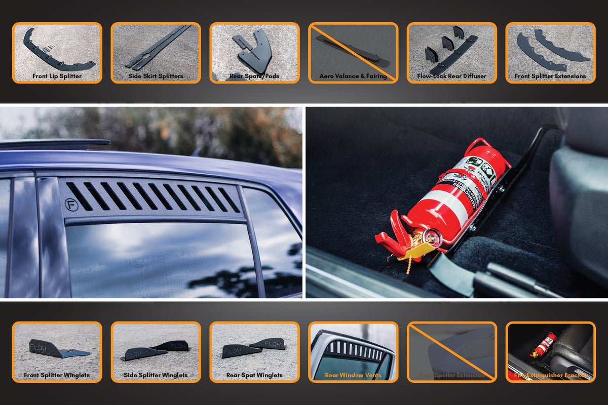 Flow Designs - MK7.5 Golf GTI Full Lip Splitter Set with Flow-Lock Rear Diffuser