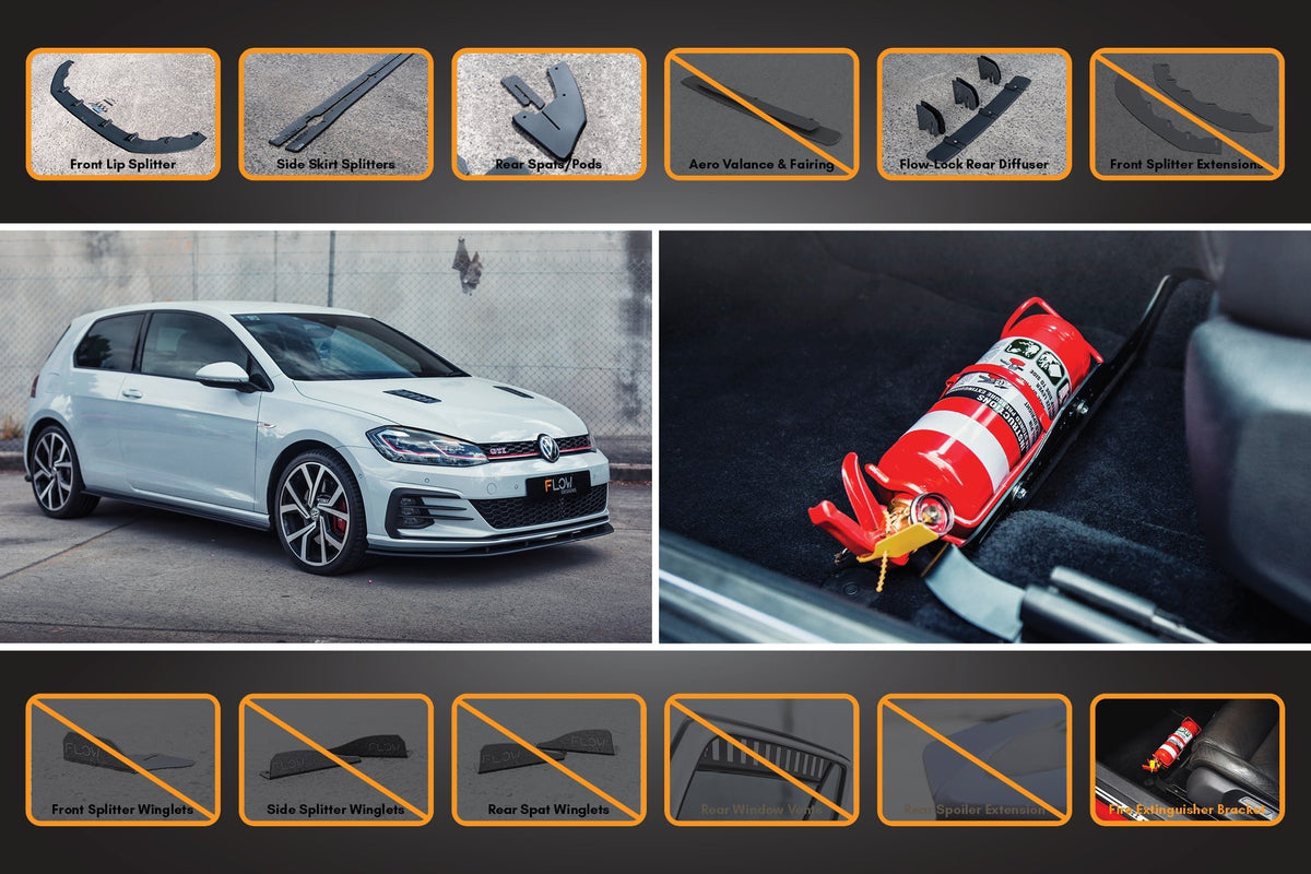 Flow Designs - MK7.5 Golf GTI Full Lip Splitter Set with Flow-Lock Rear Diffuser