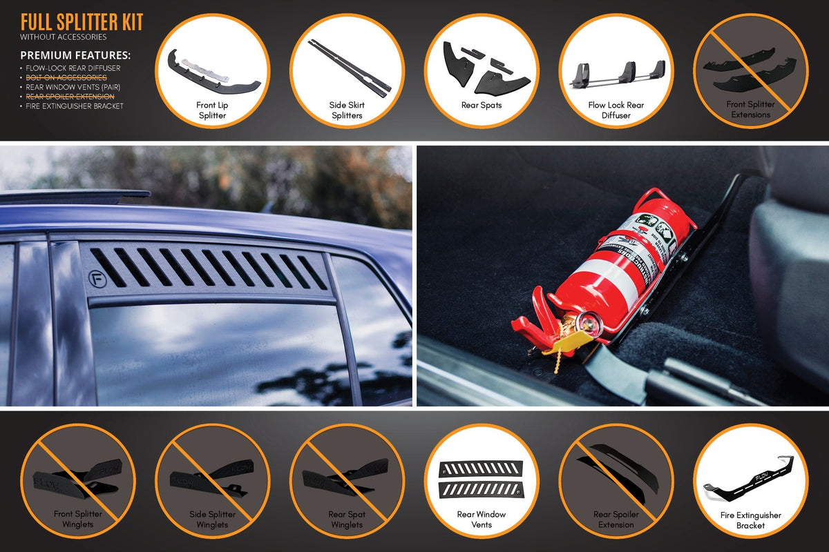 Flow Designs - MK7 Golf GTI Full Lip Splitter Set with Flow-Lock Rear Diffuser