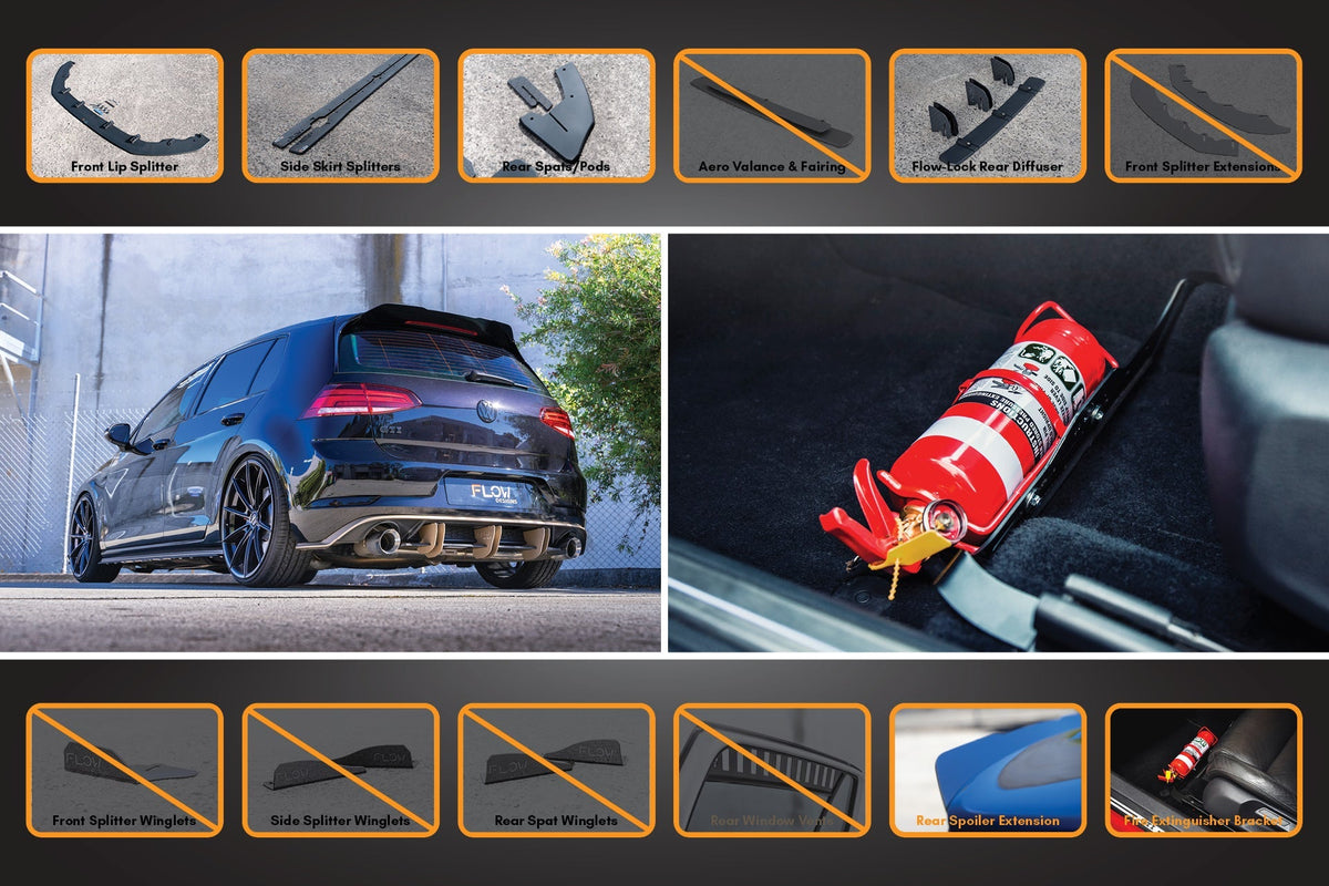 Flow Designs - MK7.5 Golf GTI Full Lip Splitter Set with Flow-Lock Rear Diffuser