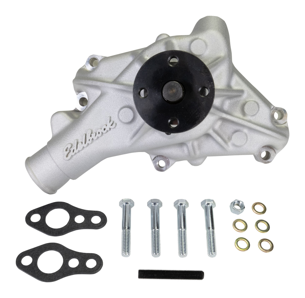 Edelbrock Long Water Pump For Small-Block Chevy, Reverse Rotation, Satin Finish - 88810