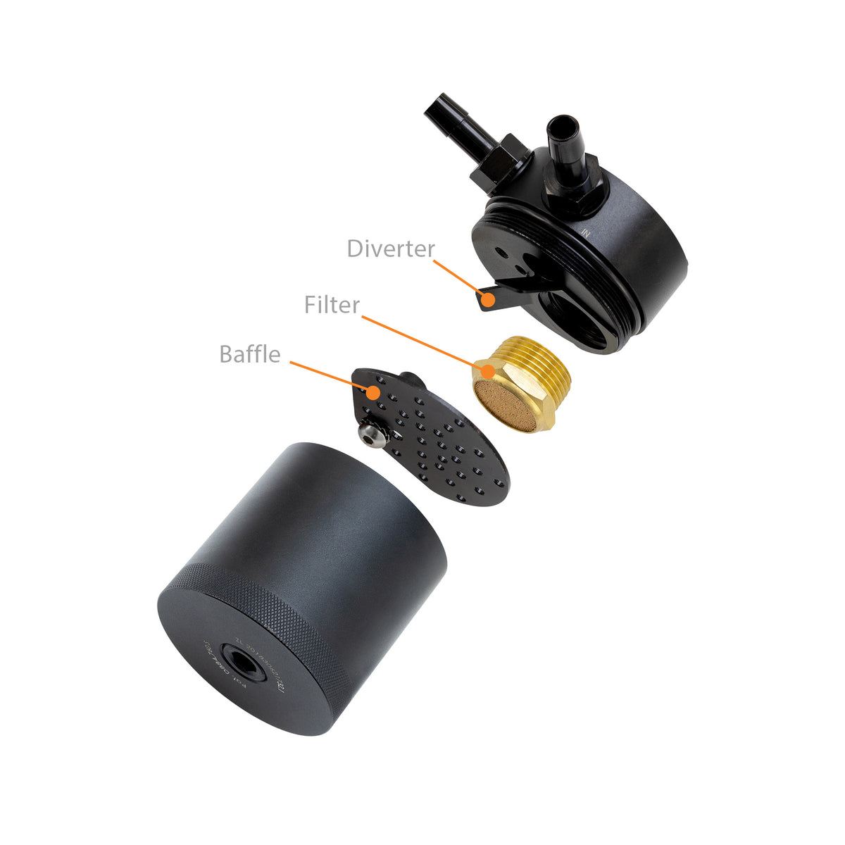 Mishimoto 2013+ Ford Focus ST Baffled Oil Catch Can Kit - Black - MMBCC-FOST-13PBE2 for 2013-2018 Ford Focus ST - angle view