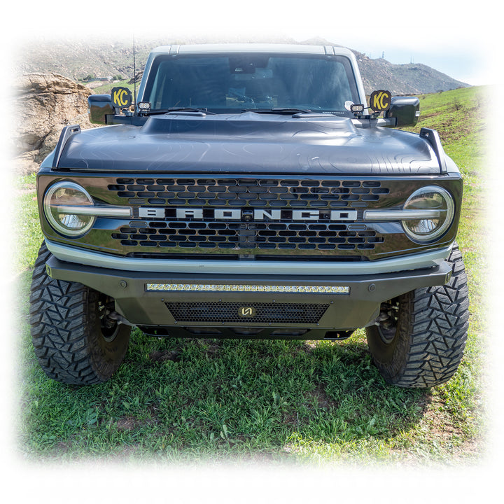 Turn Offroad 2021+ Ford Bronco Hyperlyte Front Bumper & Skid Plate - FB3-M1 for 2021-2026 Ford Bronco - angle view
