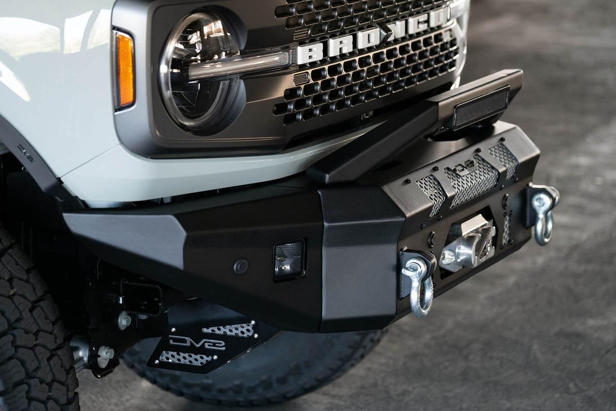 DV8 Offroad 21-25 Ford Bronco Front Bumper Winch Capable w/ Optional Bull Bar/Aux Light Opening - FBBR-01
