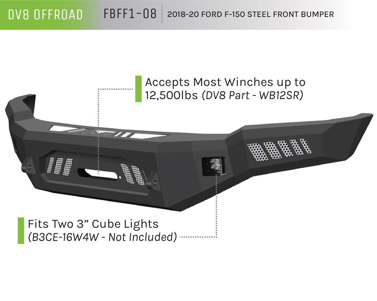 DV8 Offroad - Truck Front Full Size Bumper - FBFF1-08