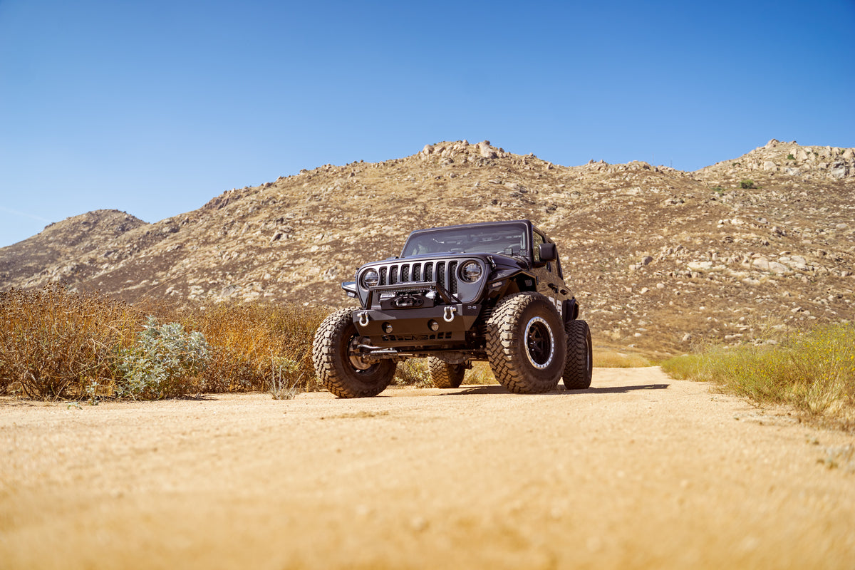 DV8 Offroad - FS-25 Stubby Front Bumper with Plated Bull Bar - FBJL-06