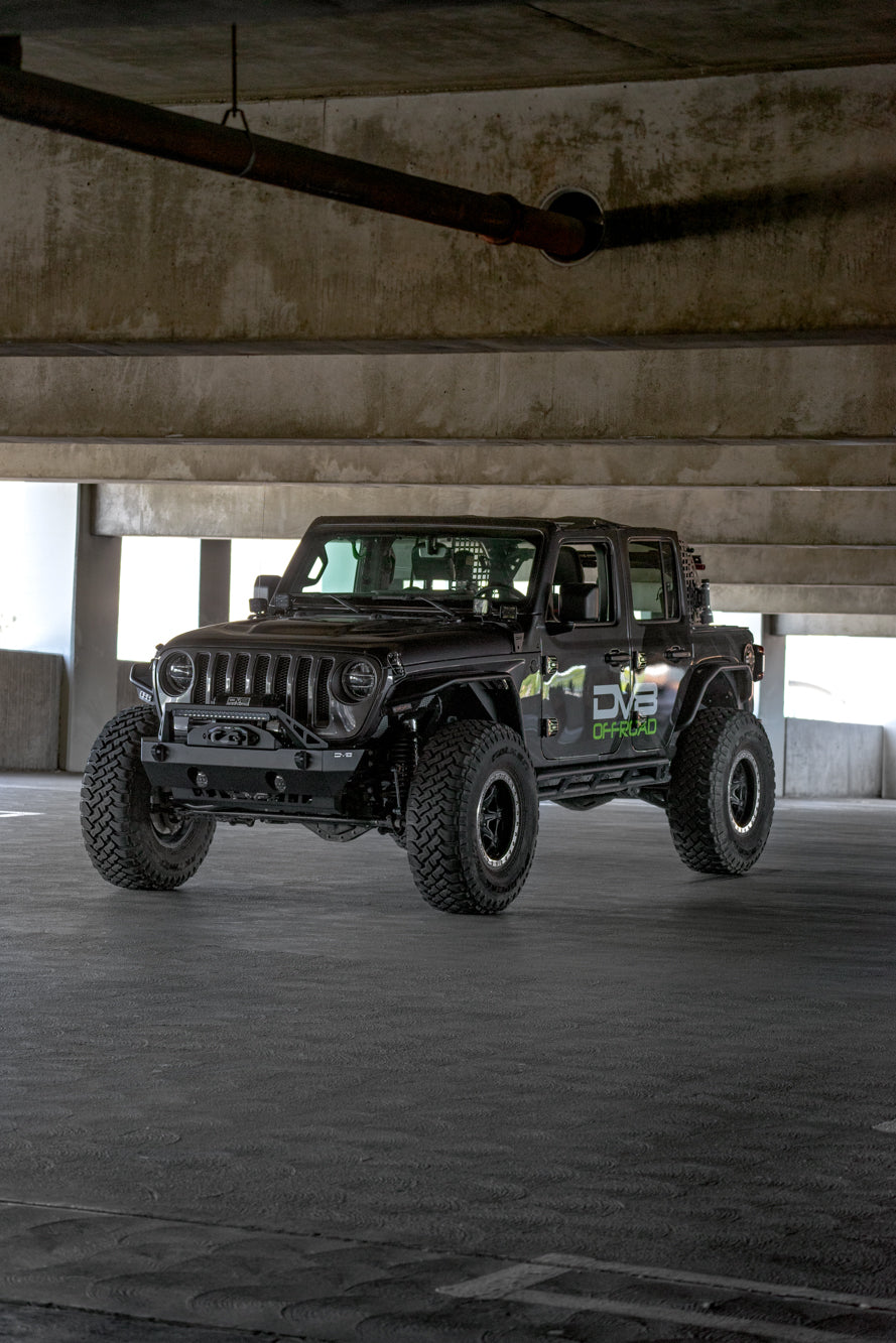 DV8 Offroad - FS-25 Stubby Front Bumper with Plated Bull Bar - FBJL-06
