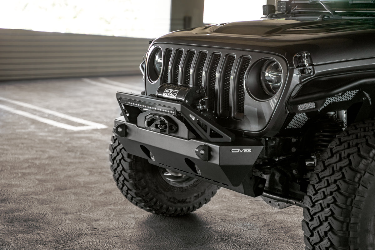 DV8 Offroad - FS-25 Stubby Front Bumper with Plated Bull Bar - FBJL-06