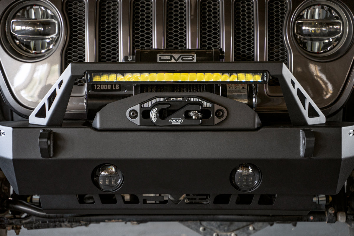 DV8 Offroad - FS-25 Stubby Front Bumper with Plated Bull Bar - FBJL-06